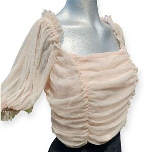 🌼4/$30 H&M Pink Tulle Gathered Crop Top Large